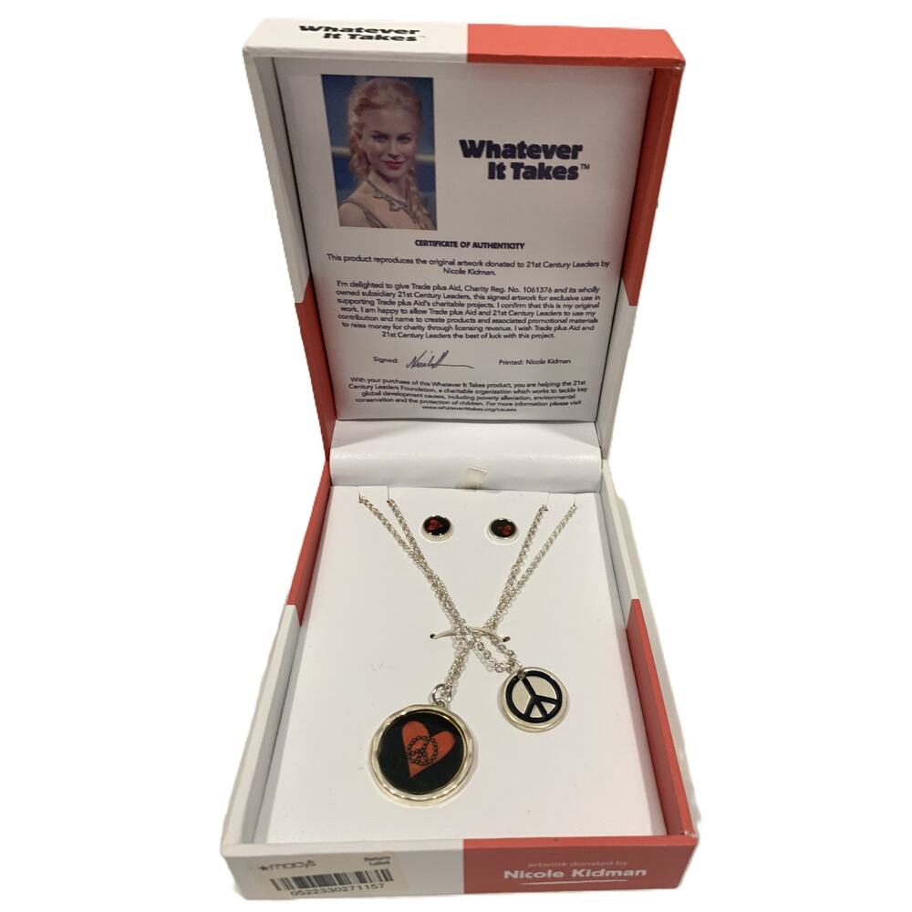 Nicole Kidman Whatever It Takes Necklace & Earrings PEACE New in Box